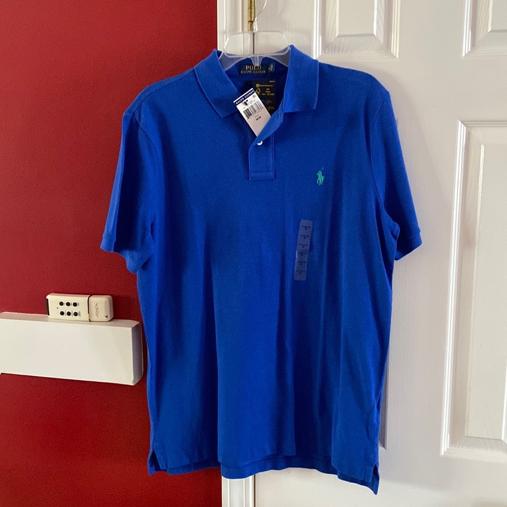 Blue collared Polo Ralph Lauren short sleeve shirt